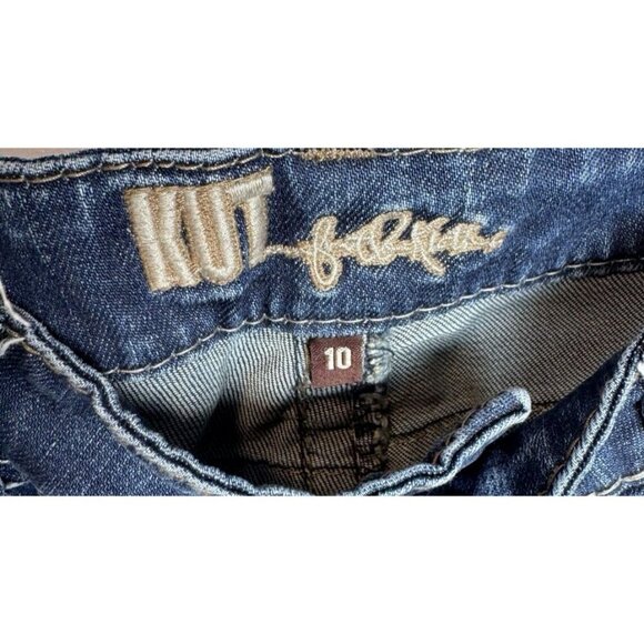 KUT FROM THE KLOTH WOMENS SO LOW JEANS SIZE 8 BOOTCUT FLARE 5 Pocket Embroidered - Picture 2 of 13